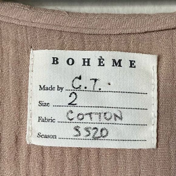 Boheme Goods French Maxi Tan Cream Dress Garmentory Oversized Size 2 - Picture 9 of 10